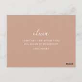 Carte Postale Demande de Demoiselle d'Honneur Moderne Minimalist (Dos)