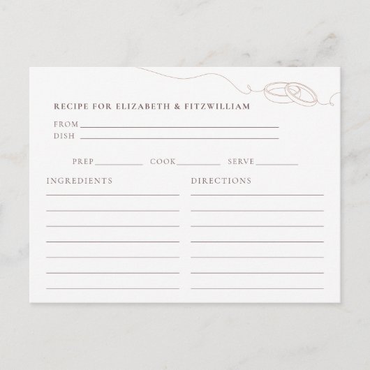 Carte Postale Demande de recette de douche nuptiale anneaux de m (Devant)