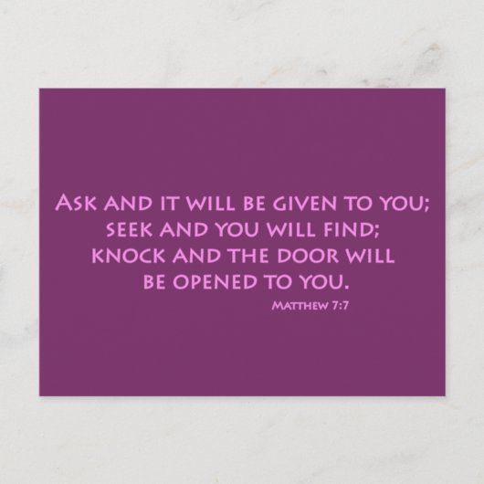 Carte Postale Demandez et il vous sera donné (Matthieu 7:7) (Devant)