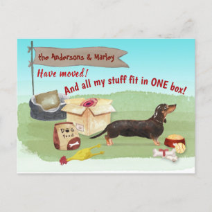 Carte Postale Déménager Jouets de chien noir Dachshund Notre nou