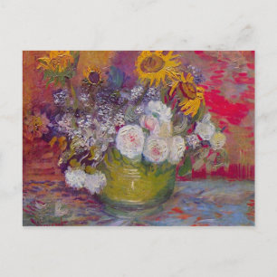 Carte Postale Demeure de vie avec roses et tournesols par Van Go