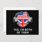 Carte Postale Demi-Américain Moitié Anglais USA Angleterre Drape (Devant / Derrière)