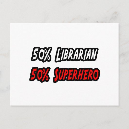 Carte Postale Demi-libraire moitié superhéros (Devant)
