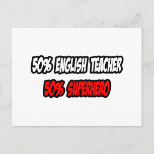 Carte Postale Demi-professeur d'anglais...Demi-super-héros