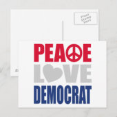 Carte Postale Démocrate Peace Love (Devant / Derrière)