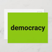 Carte Postale Démocratie typographie moderne noir chaux vert coo (Devant / Derrière)