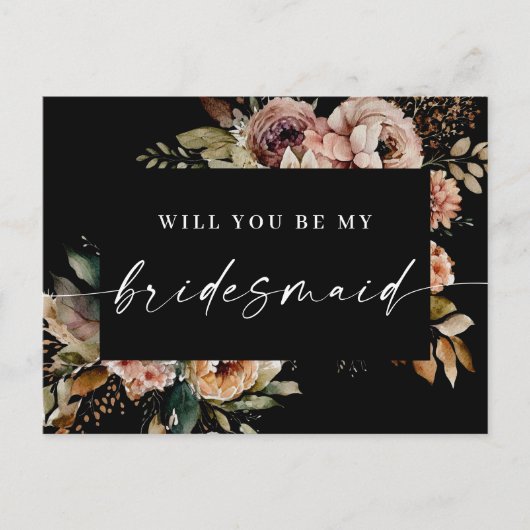 Carte Postale Demoiselles d'honneur Boho pour l'automne. Floral (Devant)