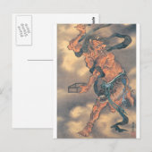 Carte Postale Demon japonais avec cornes et pinceaux (Devant / Derrière)