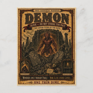 Carte Postale Démon, Monstre de Cirque Vintage
