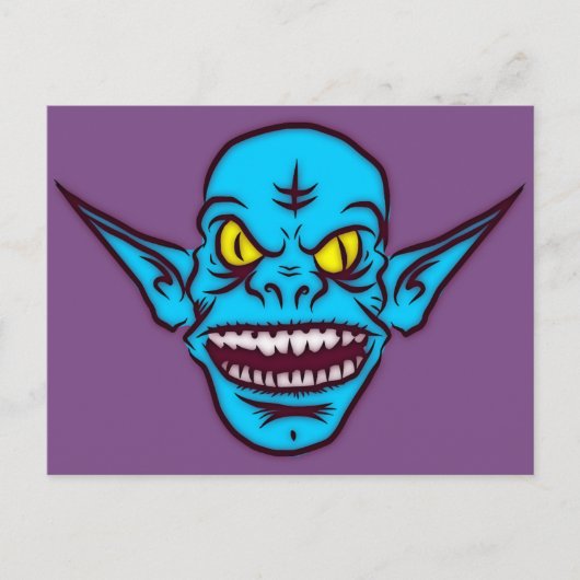 carte postale démon troll zombie bleu (Devant)