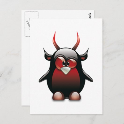 Carte Postale Demon Tux (Linux Tux) (Devant / Derrière)