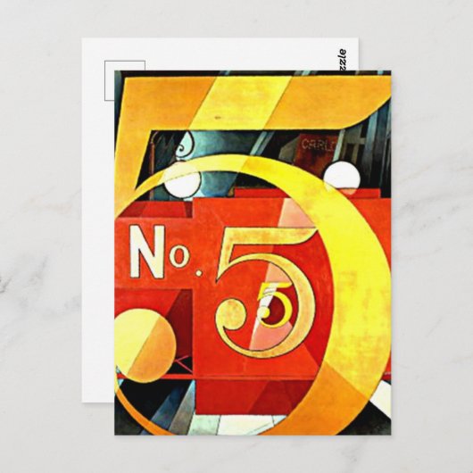 Carte Postale Demuth - J'ai vu la figure 5 en or (Devant / Derrière)