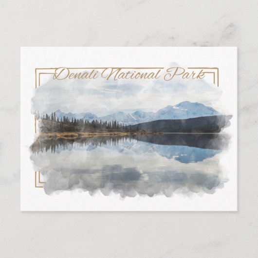 Carte postale Denali Alaskan Watercolor (Devant)