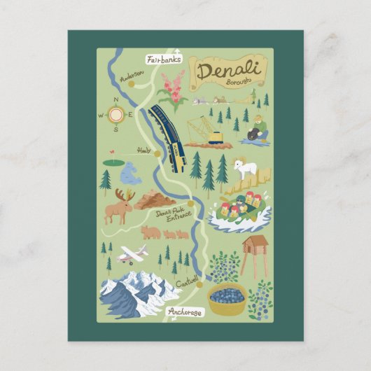 Carte postale Denali Borough Map (Devant)