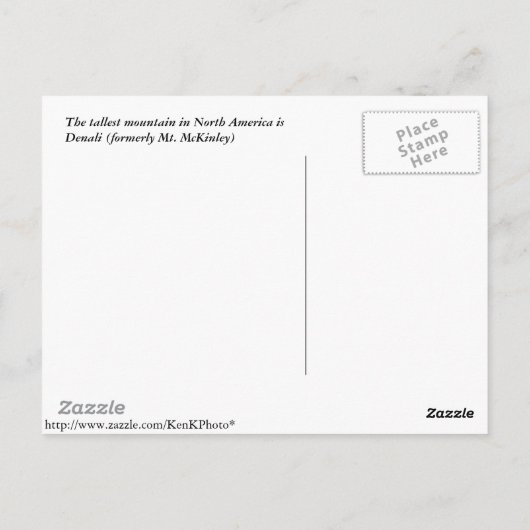 Carte Postale Denali (Mt. McKinley) (Dos)