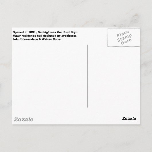 Carte Postale Denbigh Hall (Dos)