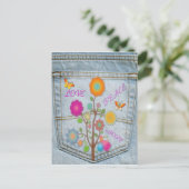 Carte postale Denim Back Pocket Flower Peace Love  (Debout devant)