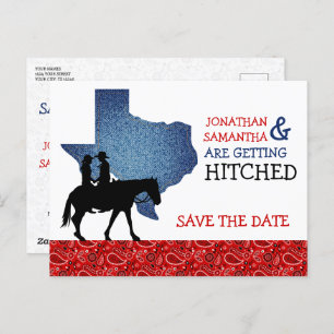 Carte Postale Denim et Red Bandana Texas Enregistrer la date