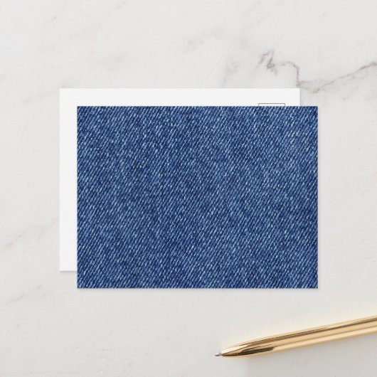 Carte Postale Denim Fabric, Denim Texture, Blue Denim, Jeans (Devant/Arrière en situation)