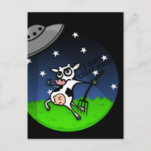CARTE POSTALE D'ENLÈVEMENT DE VACHE DE CARTOON FUN