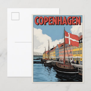Carte Postale Dénmark de Copenhague vintage maisons colorées cad