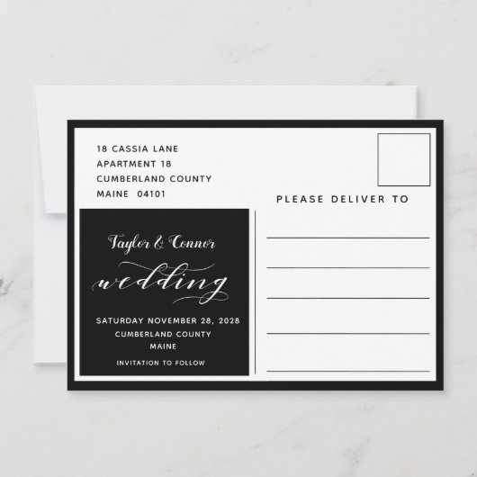Carte postale d'enregistrement de calligraphie de (Dos)