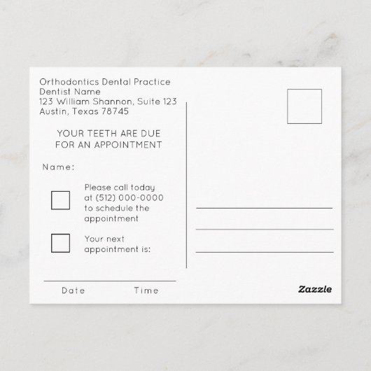 Carte postale dentaire Halloween (Dos)