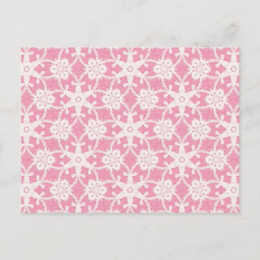 Carte Postale Dentelle antique - blanc et rose (Devant)