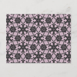 Carte Postale Dentelle antique - noir et rose glacé