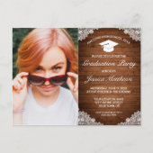Carte Postale Dentelle blanche rustique Bois blanc Graduation Ph (Devant)