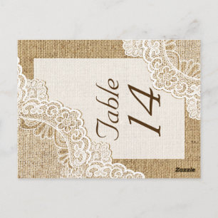 Carte Postale Dentelle blanche rustique sur burlap mariage numér