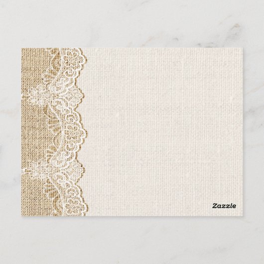 Carte Postale Dentelle blanche rustique sur burlap mariage numér (Dos)