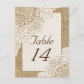 Carte Postale Dentelle blanche rustique sur burlap mariage numér (Devant)