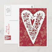 Carte Postale Dentelle de coeur victorienne (Devant / Derrière)