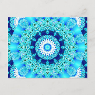 Carte Postale Dentelle de glace bleue Doily, Aqua Abstrait
