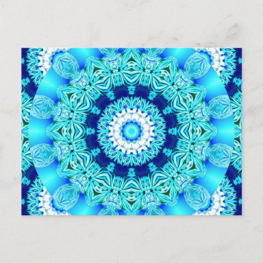 Carte Postale Dentelle de glace bleue Doily, Aqua Abstrait (Devant)