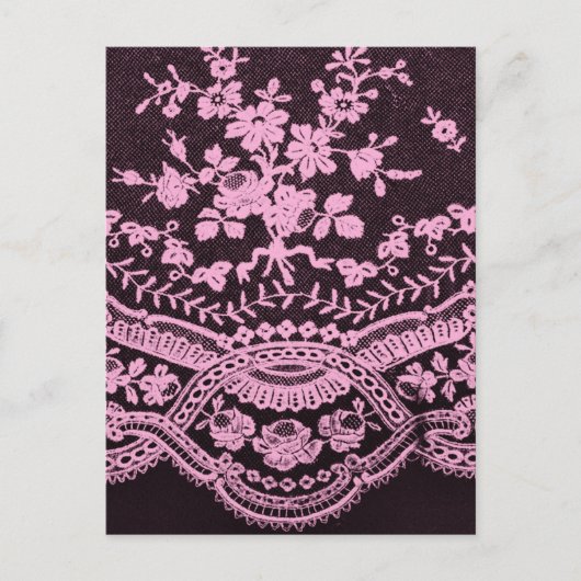 Carte Postale Dentelle Florale Rose Et Brown (Devant)