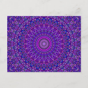Carte Postale Dentelle Mandala en violet et bleu