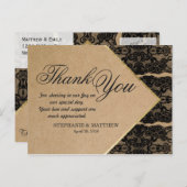 Carte Postale Dentelle noire chic et classique, or et papier Rec (Devant / Derrière)