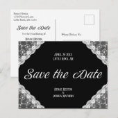 Carte Postale Dentelle noire et blanche Enregistrer la date (Devant / Derrière)