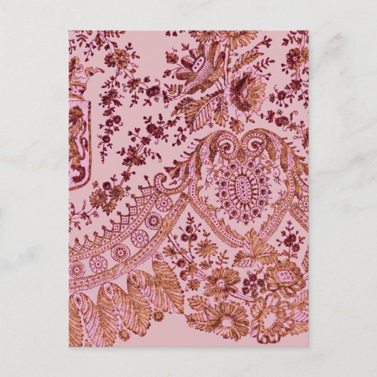 Carte Postale Dentelle Rose Et Or (Devant)