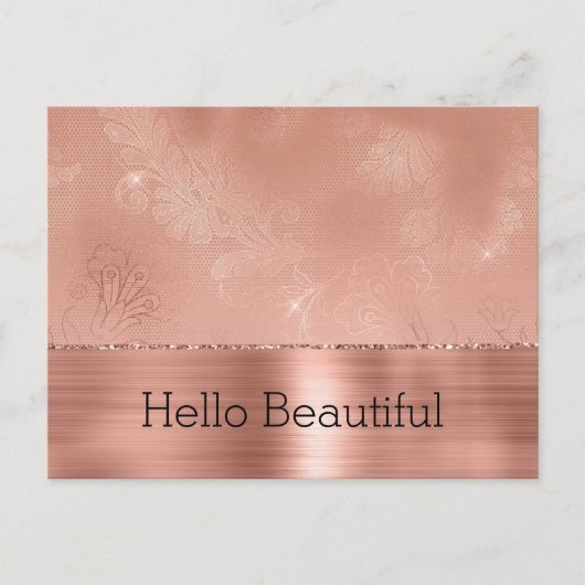 Carte Postale Dentelle rose Gold Girl (Devant)