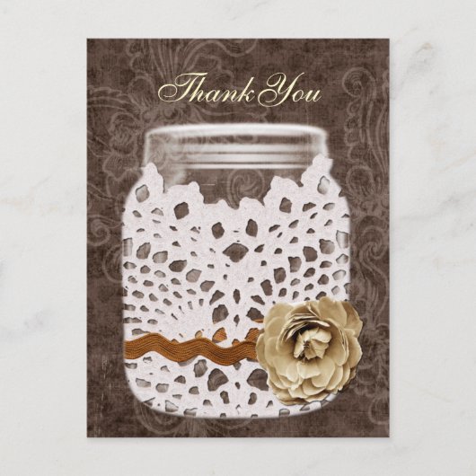 Carte Postale Dentelle rustique enveloppé Mason Jar Mariage (Devant)