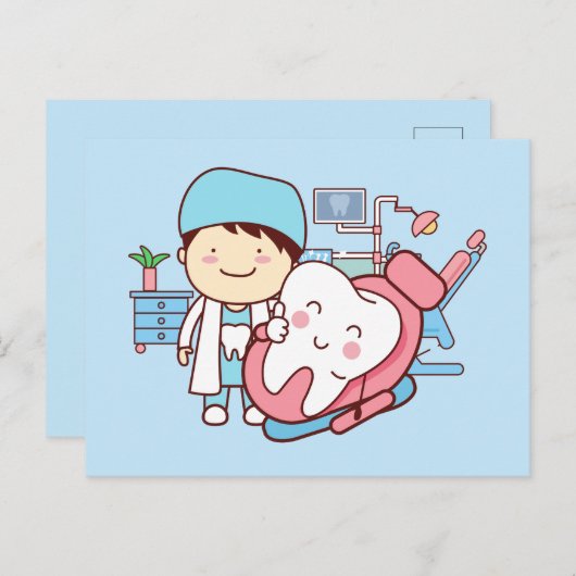 Carte Postale Dentiste Animé avec dent (Devant / Derrière)