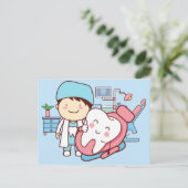 Carte Postale Dentiste animé avec fond de dent (Debout devant)