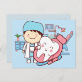 Carte Postale Dentiste animé avec fond de dent (Devant / Derrière)