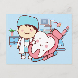 Carte Postale Dentiste animé avec fond de dent