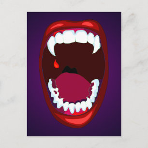 Carte Postale Dents de Vampire Horreur Spectacle Monstre Crocs R