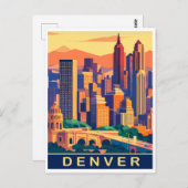 Carte Postale Denver, City Skyline, Voyage (Devant / Derrière)