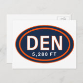 Carte postale Denver CO 5280 FT Blue & Orange Foot (Devant / Derrière)